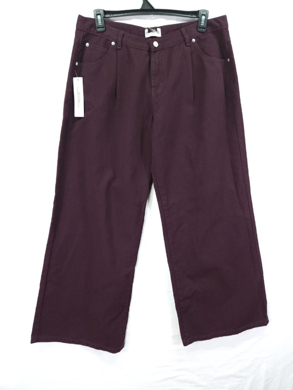 Princess Polly Womens 12 36x31 Deep Purple Pleated Wide Leg Jeans Y2K Denim